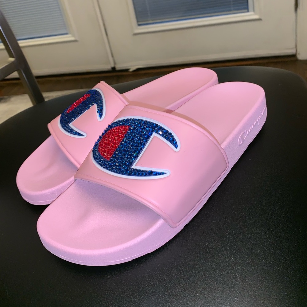 Champion logo pink slides sandals size 7 final $ - Picture 2 of 8